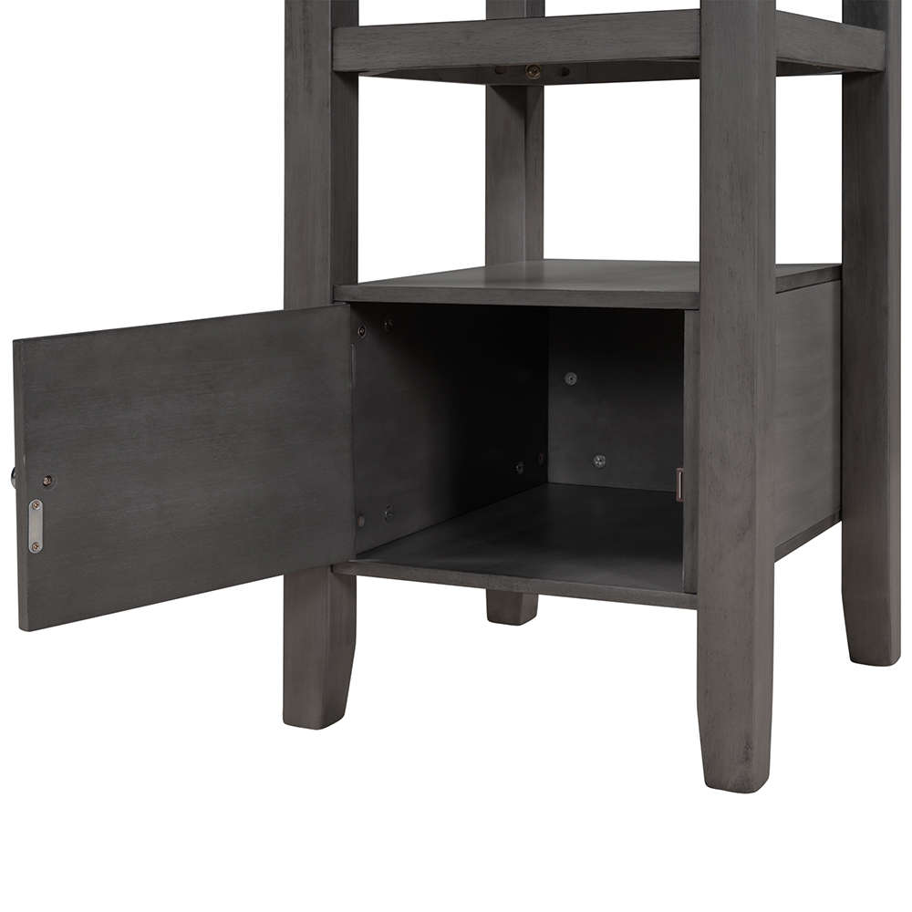 TOPMAX Counter Height Wood Dining Table with Storage Cabinet and Shelf, for Small Apartment, Studio, Kitchen - Gray