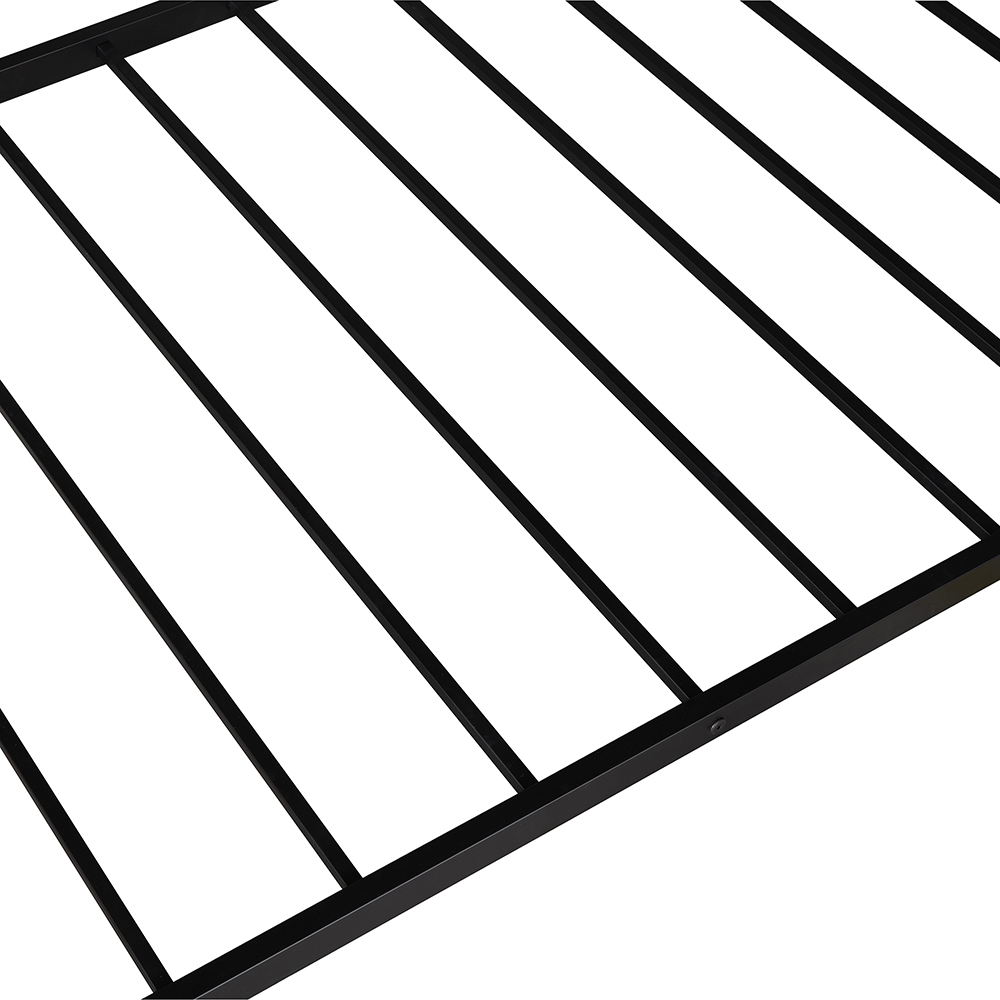 Twin-Size L-shaped Triple Bed Frame with Ladders, and Metal Slats Support, No Spring Box Required, for Kids, Teens (Frame Only) - Black