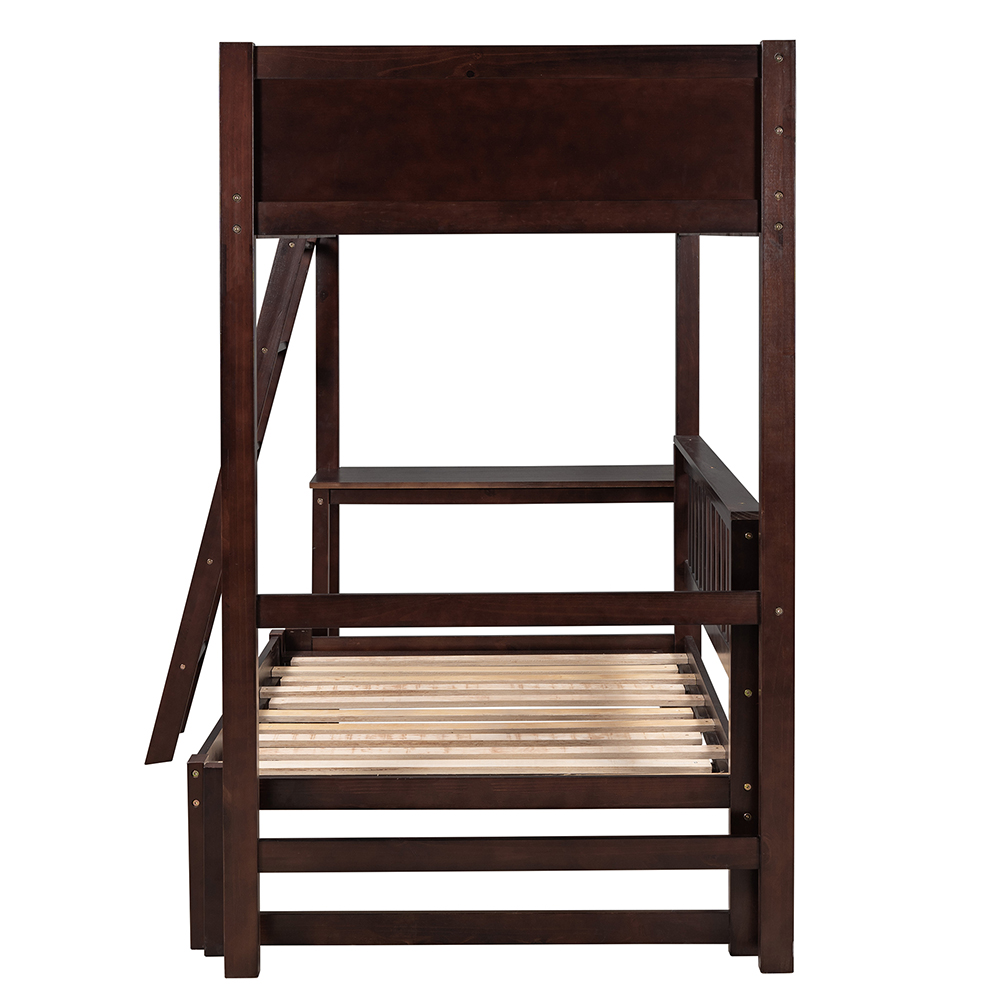 Twin-Size Loft Bed Frame with Convertible Lower Bed, Desk, Ladder, and Wooden Slats Support, for Kids, Teens, Boys, Girls (Frame Only) - Espresso