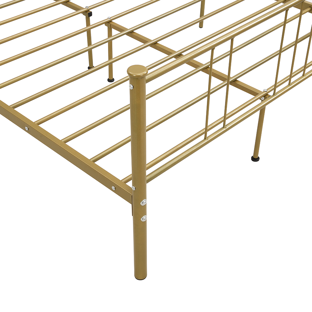 Full-Size Platform Bed Frame with Headboard and Metal Slats Support, No Box Spring Needed (Only Frame) - Gold