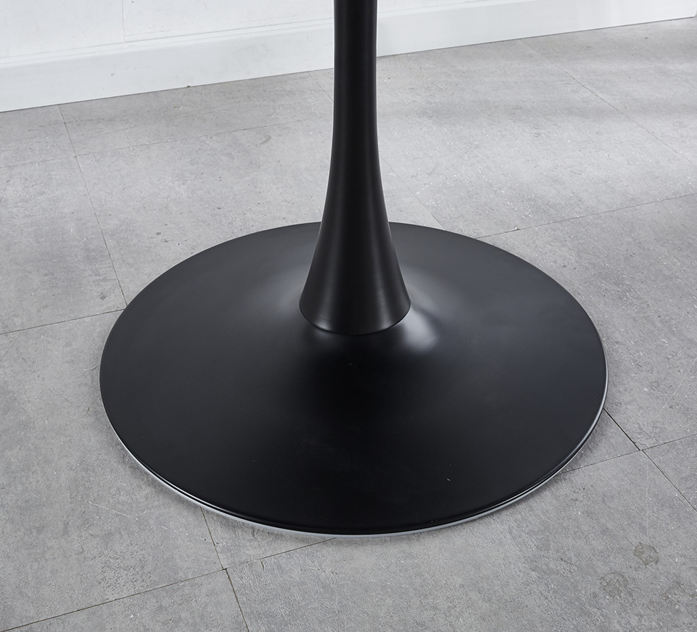 31.5" Round Dining Table with Wooden Tabletop and Metal Frame, for Restaurant, Cafe, Tavern, Living Room - Black