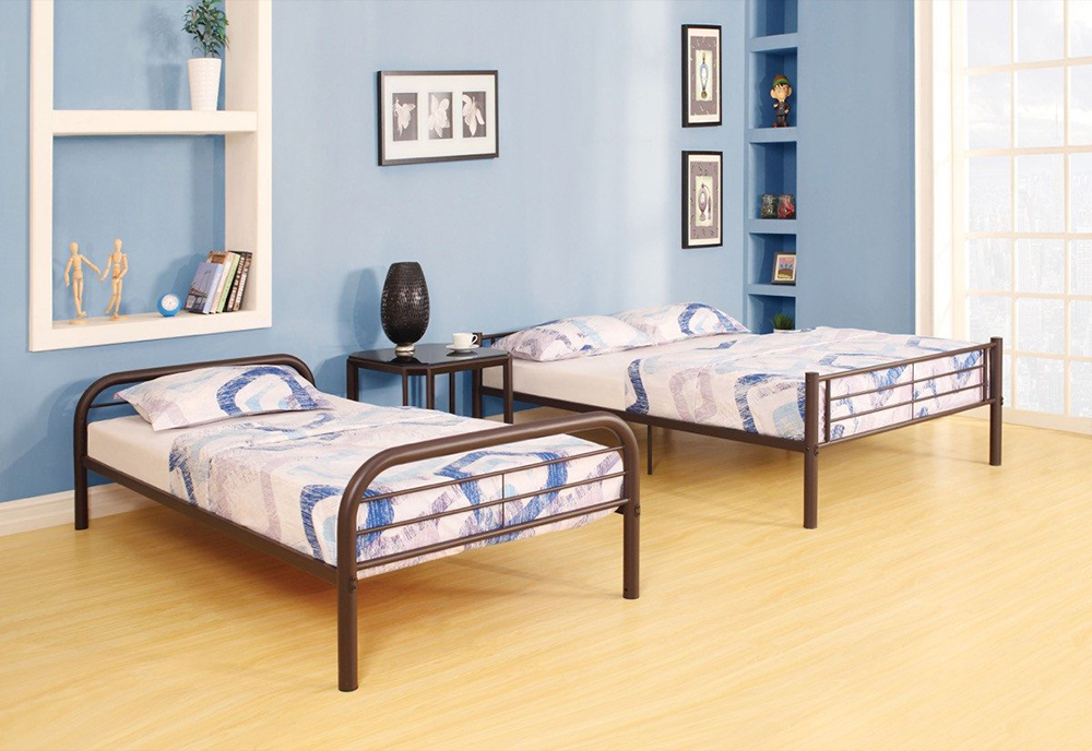 ACME Cairo Twin-Over-Full Size Bunk Bed Frame with Ladder, and Metal Slats Support, No Spring Box Required, for Kids, Teens (Frame Only) - Black