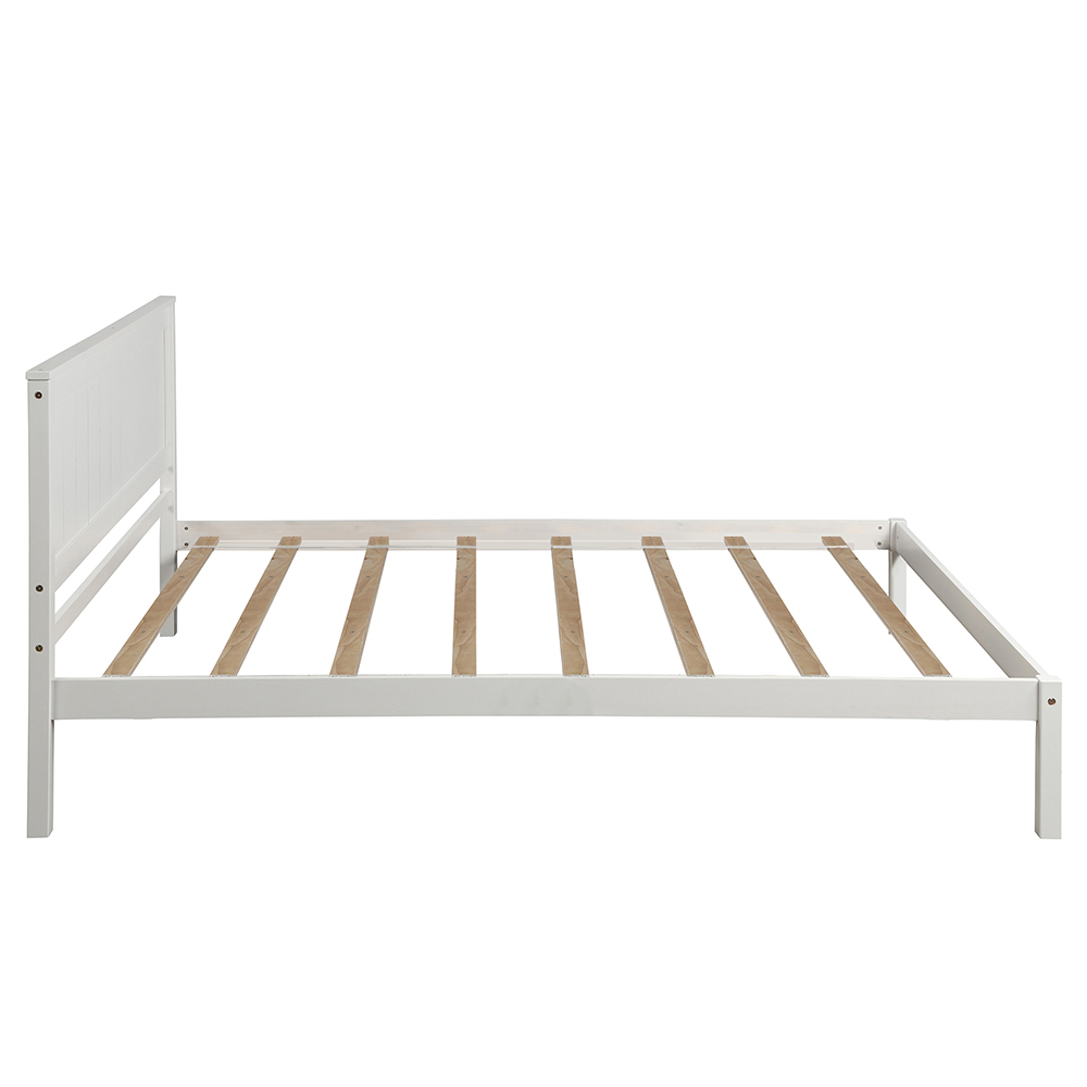 Twin-Size Platform Bed Frame with Headboard and Wooden Slats Support, No Box Spring Needed (Only Frame) - White