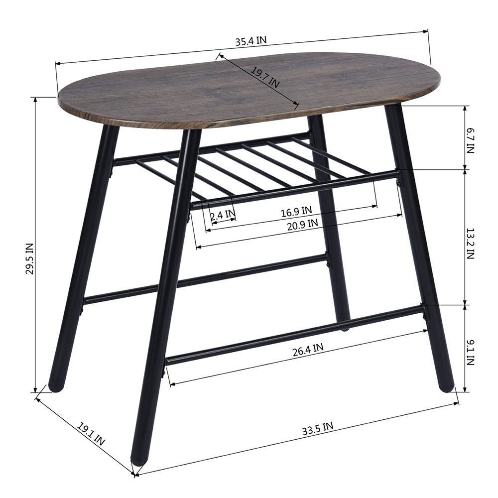 3 Piece Dining Set, Including 1 Table, and 2 Chairs, for Small Apartment, Studio, Kitchen - Walnut