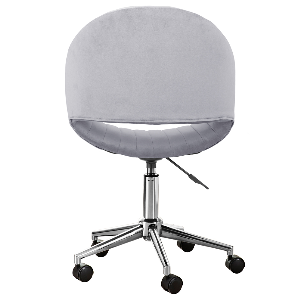 Modern Leisure Velvet Swivel Chair Height Adjustable with Curved Backrest and Casters for Living Room, Bedroom, Dining Room, Office - Gray