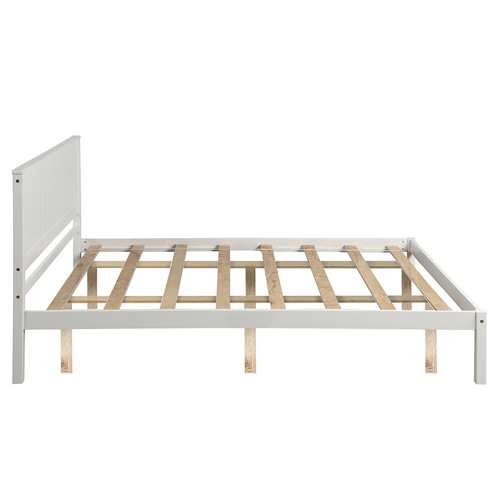 Queen-Size Platform Bed Frame with Headboard and Wooden Slats Support, No Box Spring Needed (Only Frame) - White