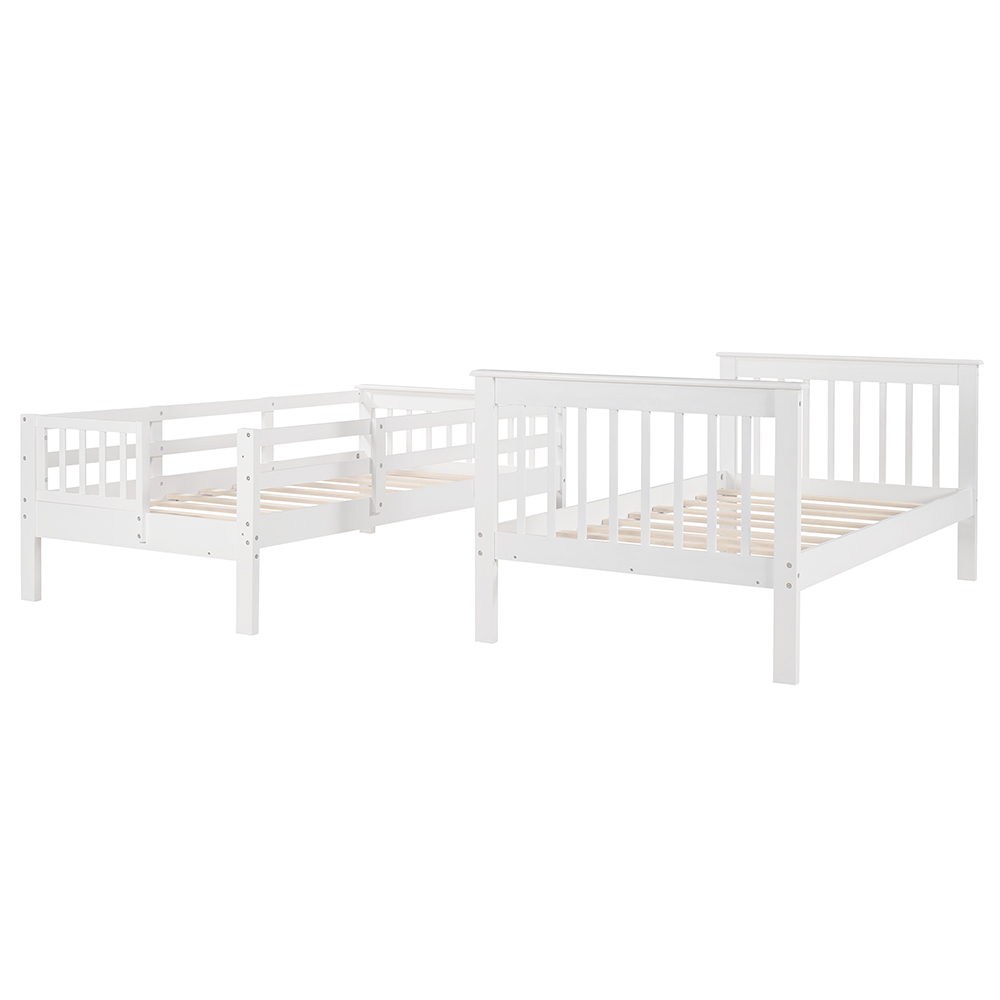 Twin-Over-Twin Size Bunk Bed Frame with Storage Stairs, and Wooden Slats Support, No Spring Box Required, for Kids, Teens, Boys, Girls (Frame Only) - White