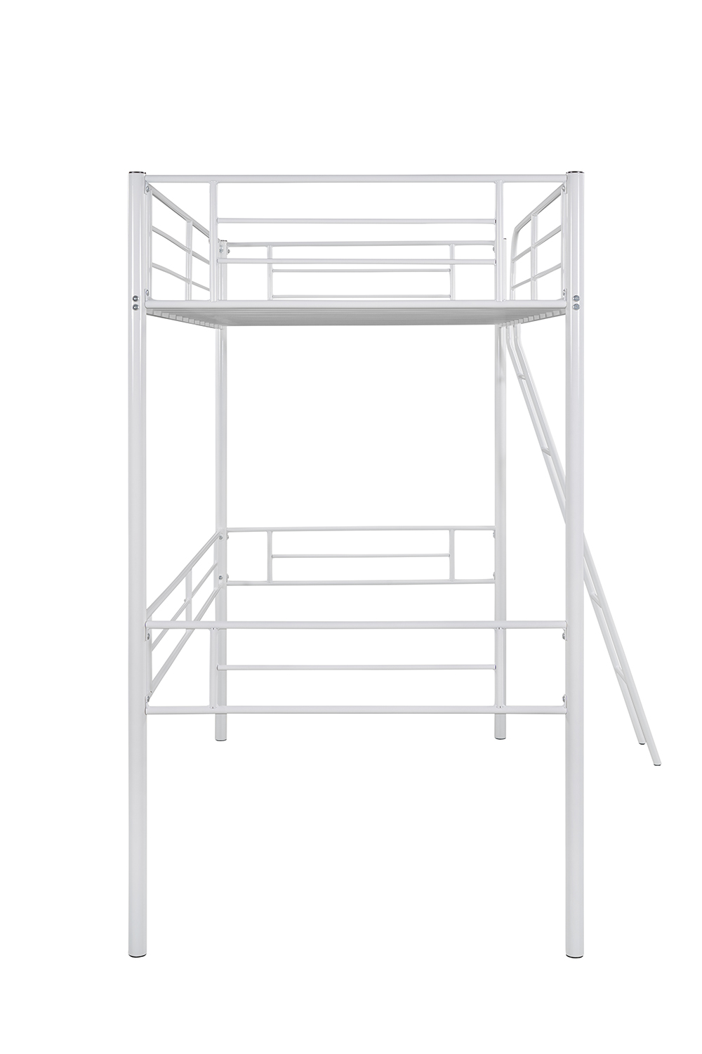 Twin-Size Loft Bed Frame with Ladder, and Steel Slats Support, for Kids, Teens, Boys, Girls (Frame Only) - White