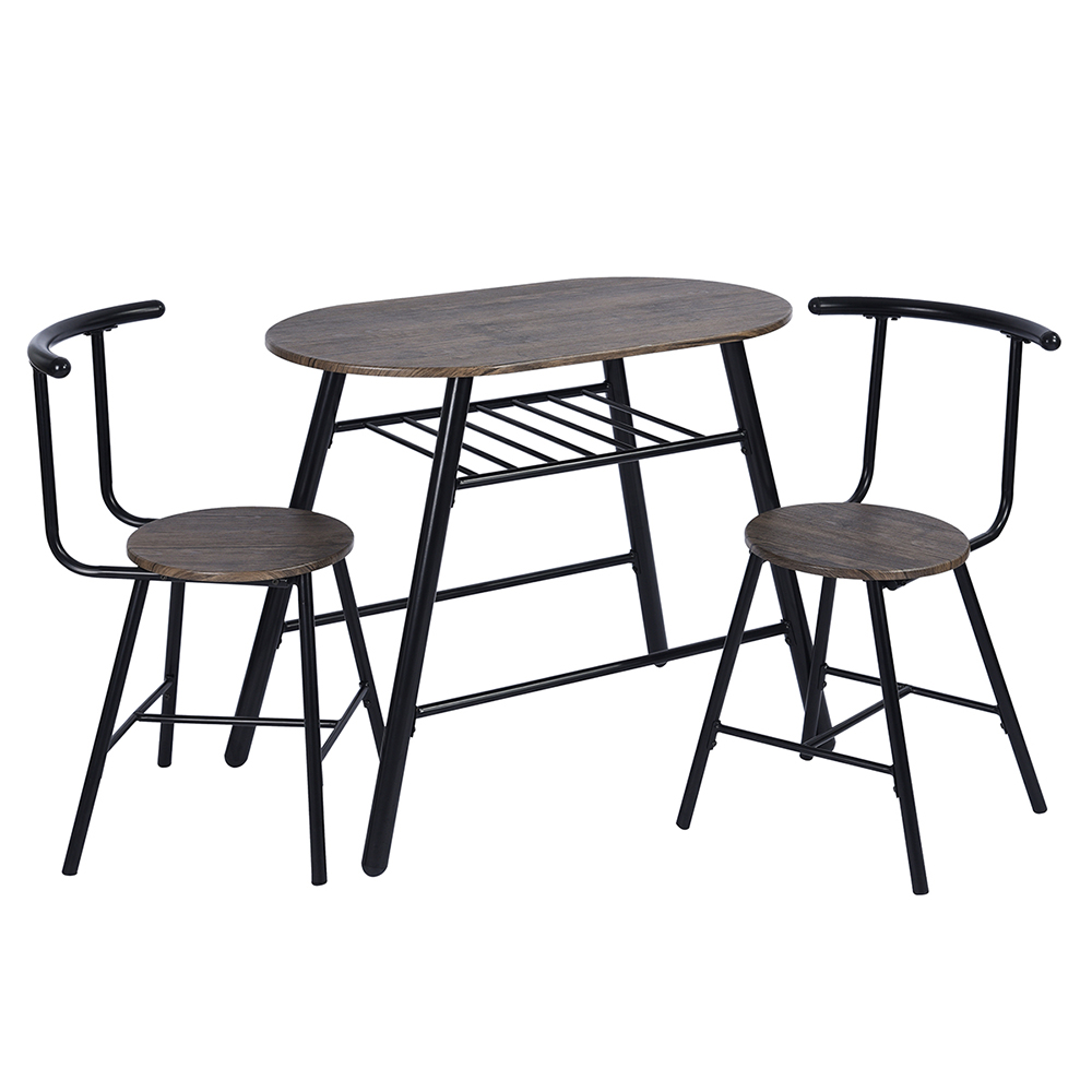 3 Piece Dining Set, Including 1 Table, and 2 Chairs, for Small Apartment, Studio, Kitchen - Walnut