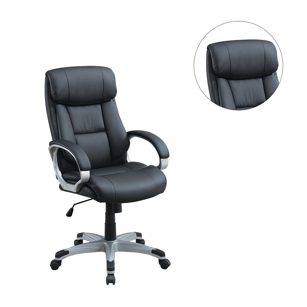 Modern Leisure PU Swivel Chair Height Adjustable with Ergonomic Backrest and Padded Armrests for Living Room, Bedroom, Dining Room, Office - Black