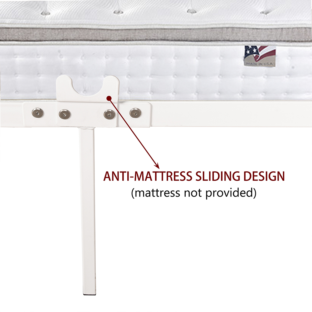 Full-Size Platform Bed Frame with Headboard and Metal Slats Support, No Box Spring Needed (Only Frame) - White