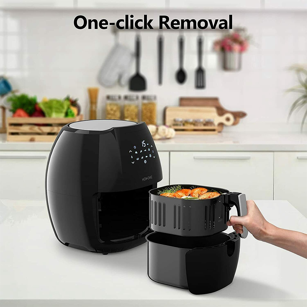 HOSOME YJ-702A Air Fryer 1800W Motor 7L Capacity with LED Touch Screen for Less-oil Grilling, Frying, Baking, and Roasting - Black