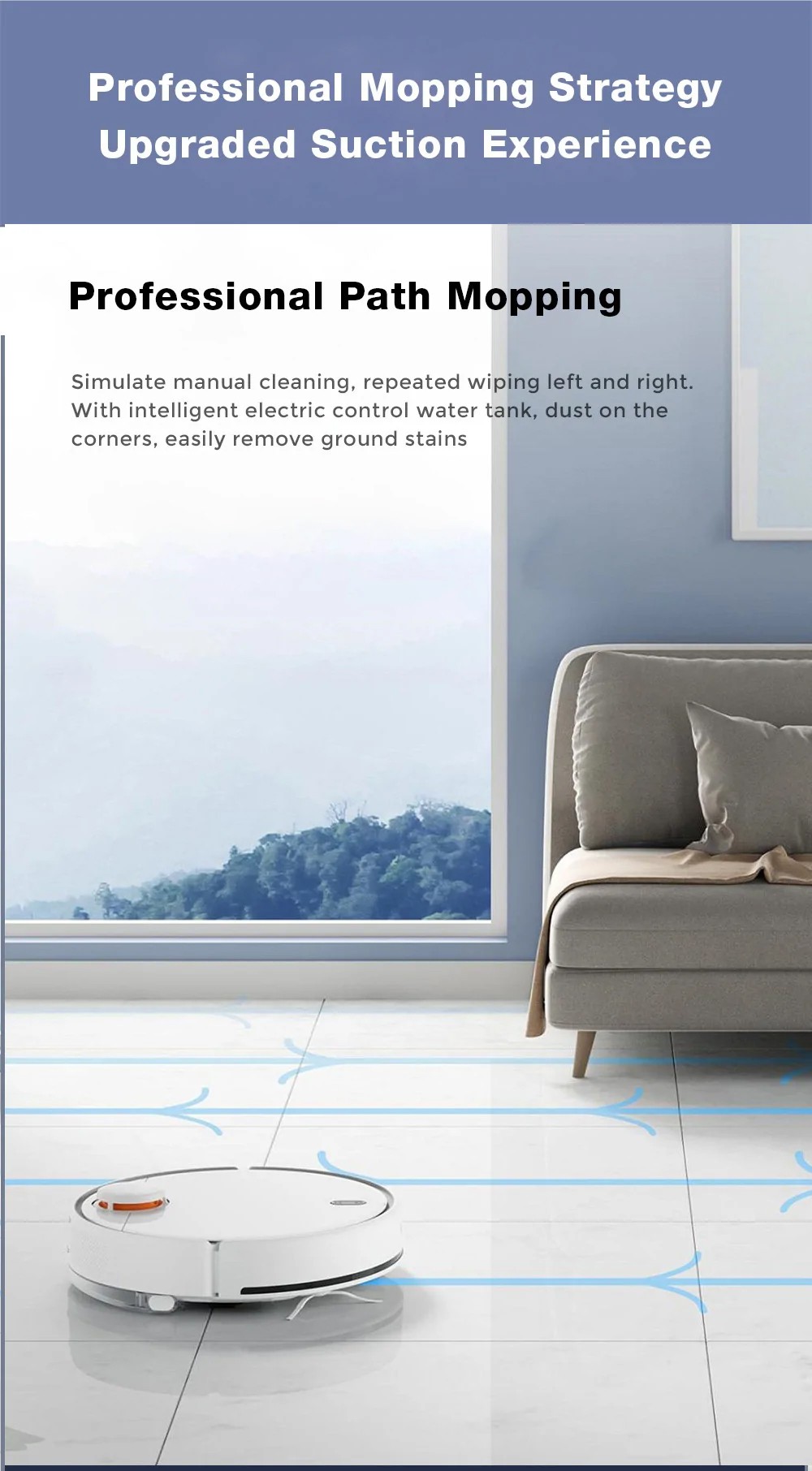 XIAOMI Mijia Robot Vacuum Cleaner 2 2800Pa Suction Laser Navigation APP Control 3200mAh Battery - White