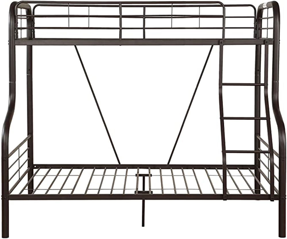 ACME Cairo Twin-Over-Full Size Bunk Bed Frame with Ladder, and Metal Slats Support, No Spring Box Required, for Kids, Teens (Frame Only) - Black