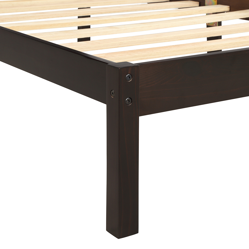 Full-Size Platform Bed Frame with Headboard and Wooden Slats Support, No Box Spring Needed (Only Frame) - Espresso