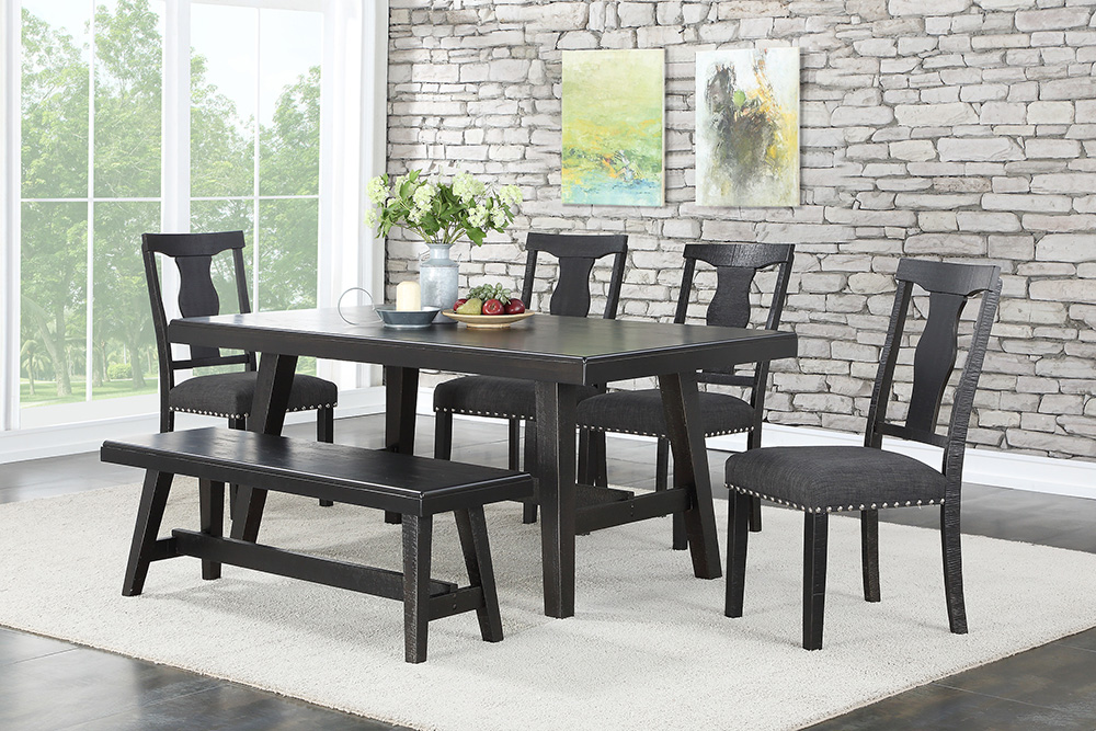 54" Wood Dining Bench for Restaurant, Cafe, Tavern, Office, Living Room - Black