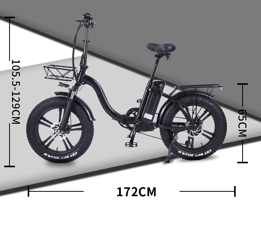 CMACEWHEEL Y20 Electric Moped Bike 20 x 4.0 Fat Tires Five Speeds 750W Motor 15AH Battery Smart Display Alloy integrated Wheels - Black