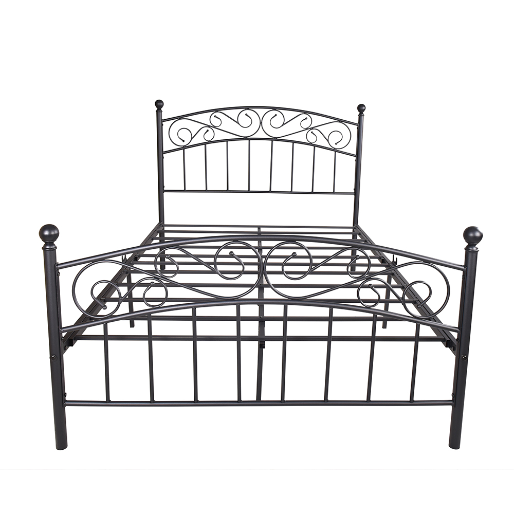 Full-Size Platform Bed Frame with Headboard and Metal Slats Support, No Box Spring Needed (Only Frame) - Black