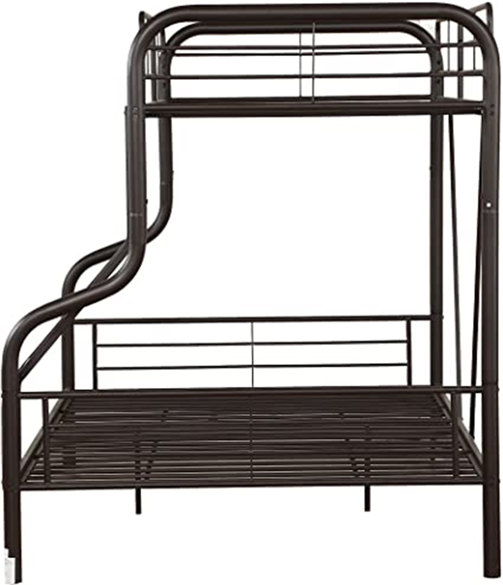 ACME Cairo Twin-Over-Full Size Bunk Bed Frame with Ladder, and Metal Slats Support, No Spring Box Required, for Kids, Teens (Frame Only) - Black