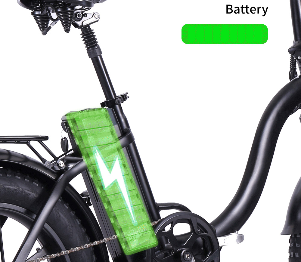 CMACEWHEEL Y20 Electric Moped Bike 20 x 4.0 Fat Tires Five Speeds 750W Motor 15AH Battery Smart Display Alloy integrated Wheels - Black