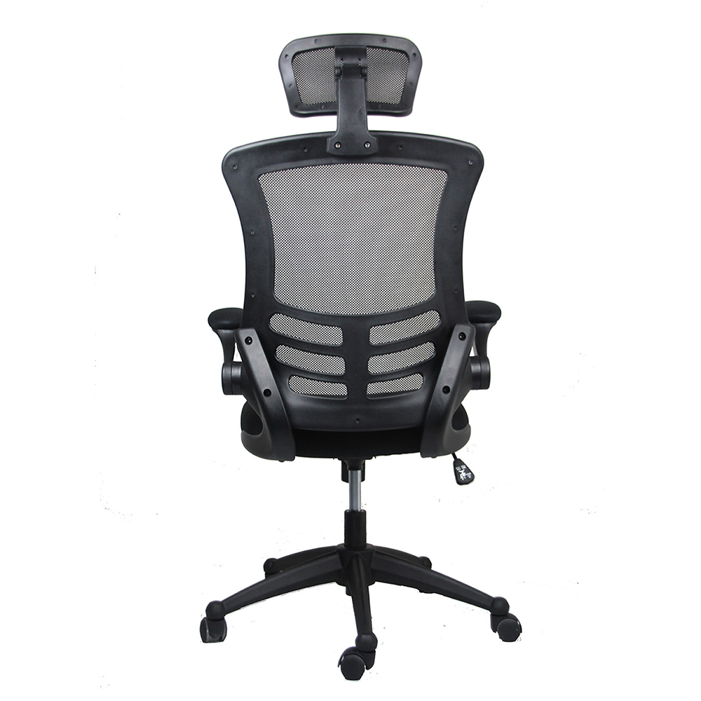 Techni Home Office Mesh Adjustable Rotatable Chair with Ergonomic High Backrest and Flip-Up Armrest - Black