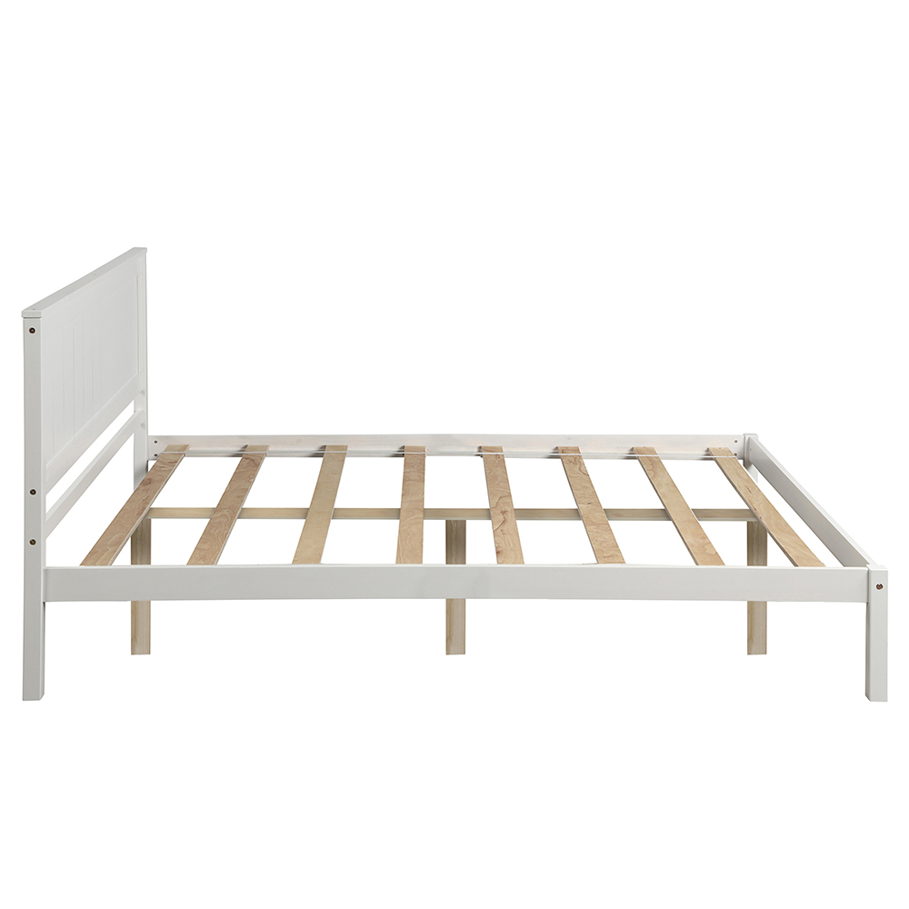 Full-Size Platform Bed Frame with Headboard and Wooden Slats Support, No Box Spring Needed (Only Frame) - White