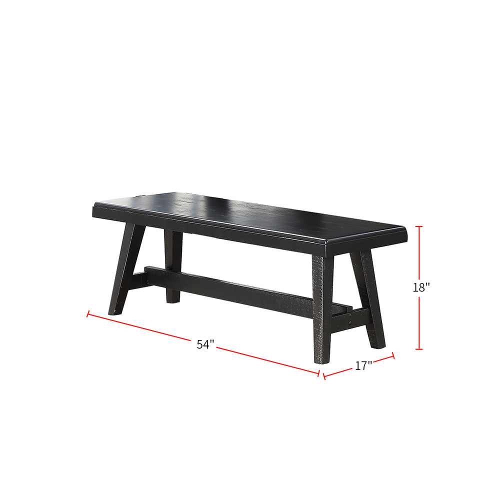 54" Wood Dining Bench for Restaurant, Cafe, Tavern, Office, Living Room - Black