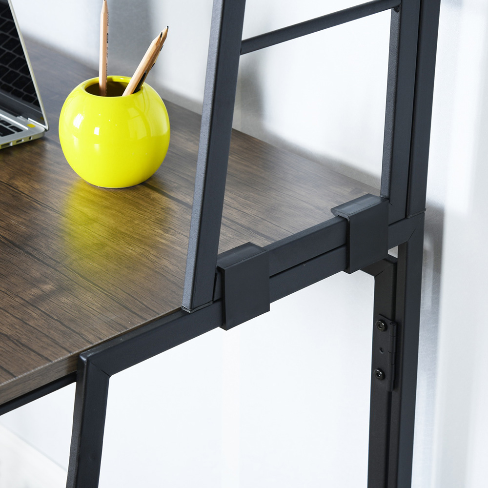 39.4" Home Office Folding Computer Desk with Bookshelves, Wooden Tabletop and Metal Frame, for Game Room, Office, Study Room - Walnut