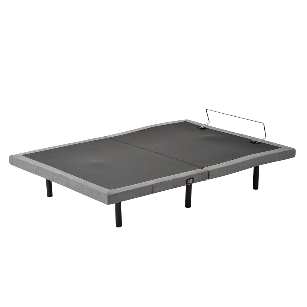 Queen Size Adjustable Ergonomic Bed, with Vibration Massage, 1A/2A USB Port, Wireless Remote and LED Night Light (Only Bed) - Gray