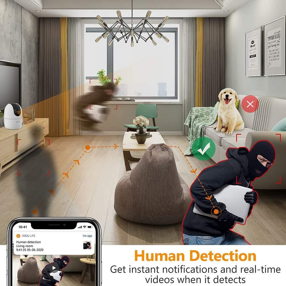 Dahua IMOU Ranger 2 WiFi Security Camera 1080P HD Human Detection Night Vision Built-in Siren Two-way Talk Home Company Security Monitor - White