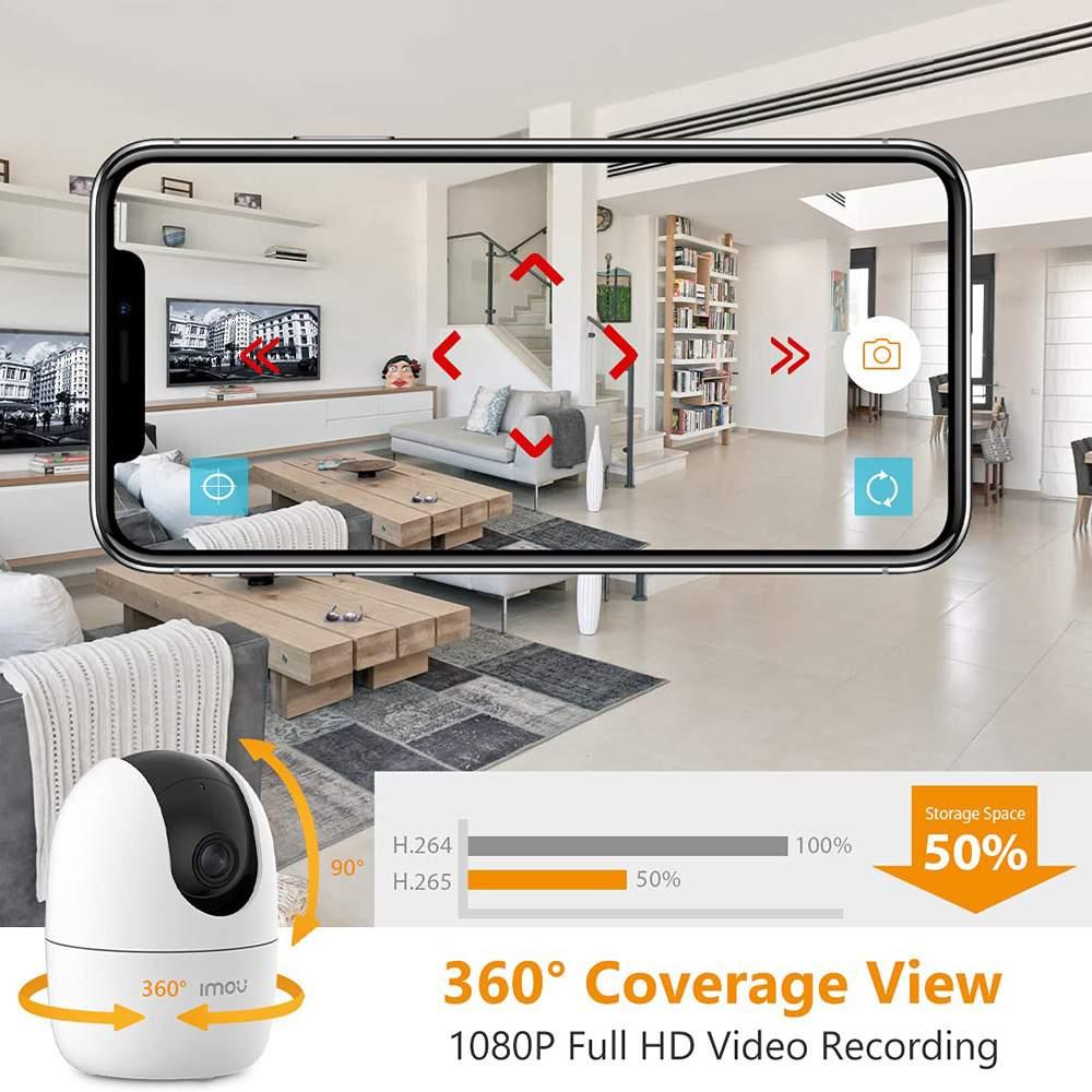 Dahua IMOU Ranger 2 WiFi Security Camera 1080P HD Human Detection Night Vision Built-in Siren Two-way Talk Home Company Security Monitor - White