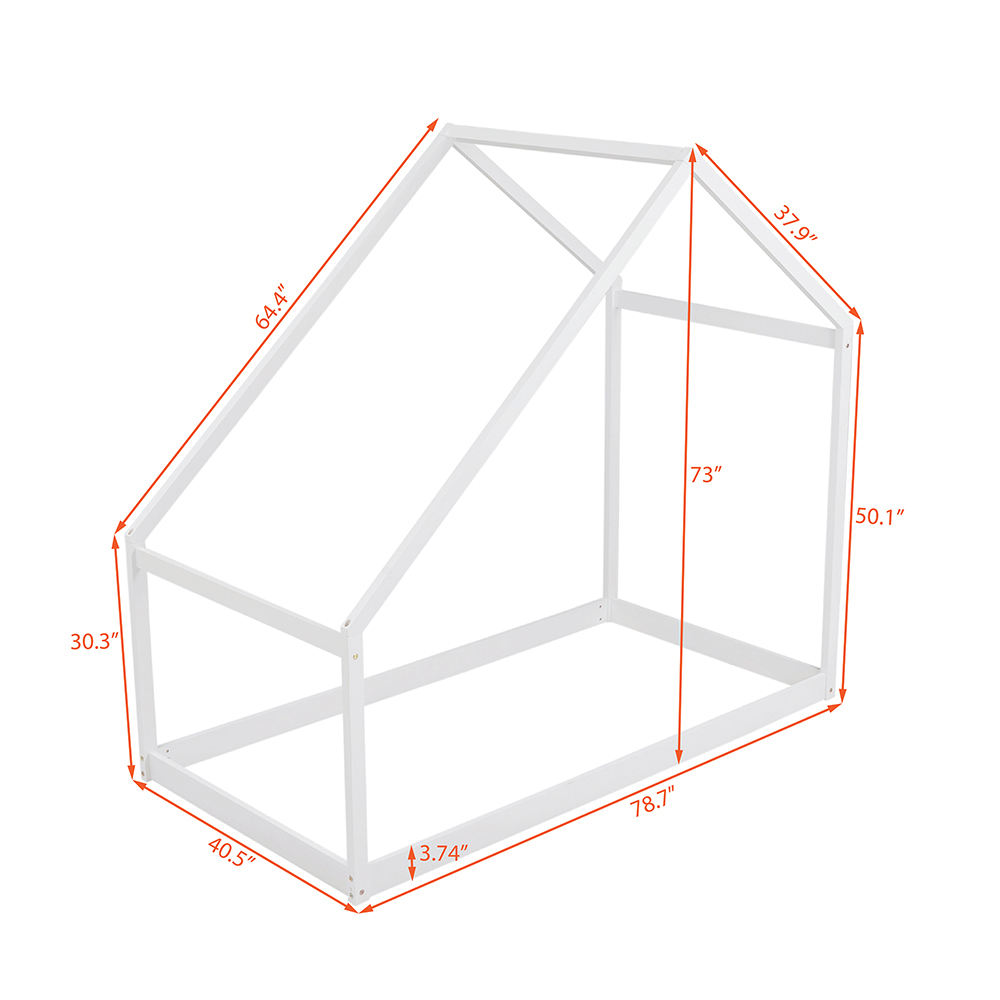 Twin Size House-shaped Platform Bed Frame, Box Spring Needed (Only Frame) - White