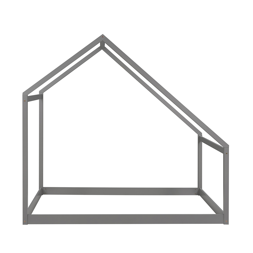 Twin Size House-shaped Platform Bed Frame, Box Spring Needed (Only Frame) - Gray