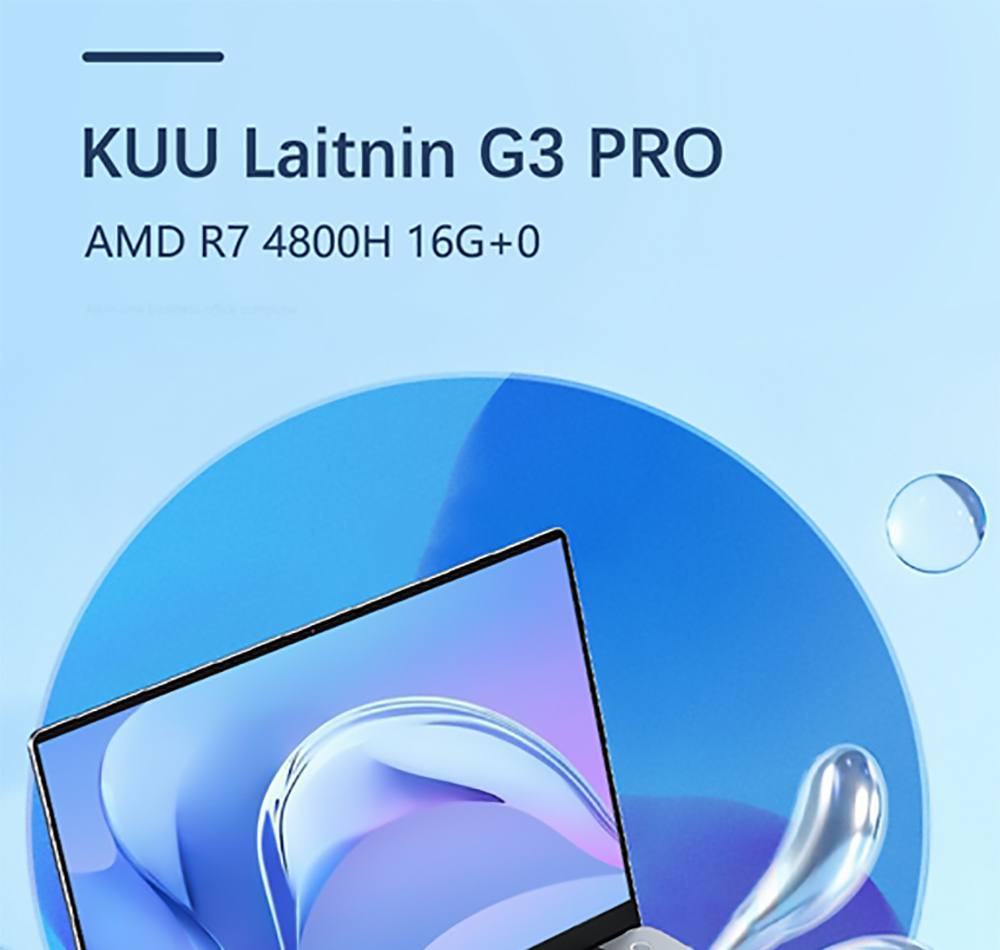 KUU G3 Pro Laptop 15.6" IPS Screen AMD Ryzen R7 4800H 16GB DDR4 RAM 512GB SSD AMD Radeon Graphics 48Wh Battery Capacity Windows 10 EU Plug - Silver
