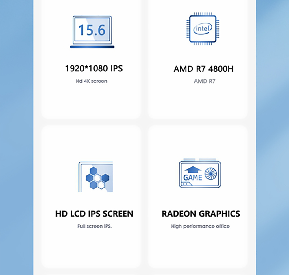 KUU G3 Pro Laptop 15.6" IPS Screen AMD Ryzen R7 4800H 16GB DDR4 RAM 512GB SSD AMD Radeon Graphics 48Wh Battery Capacity Windows 10 EU Plug - Silver