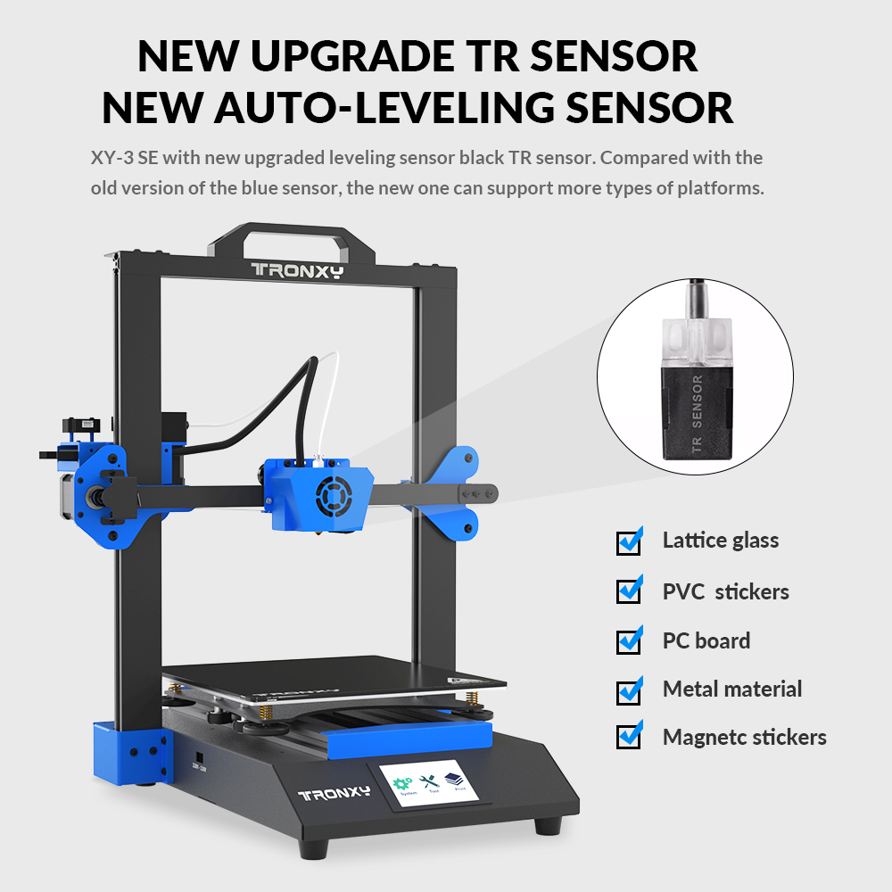 Tronxy XY-3 SE Single Dual Extruder Laser Engraving 3D Printer Ultra Silent Fast Assembly Double Z Motor Glass Plate 25