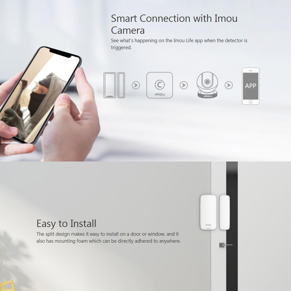 Dahua IMOU Door Contact Indoor Wireless Window and Door Magnetic Sensor Suitable for Smart Home Alarm System - White