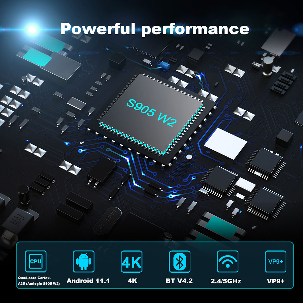H10 MAX Android 11 Amlogic S905W2 TV Box 4GB RAM 32GB eMMC 2.4G+5G WIFI Bluetooth 4.1 100M