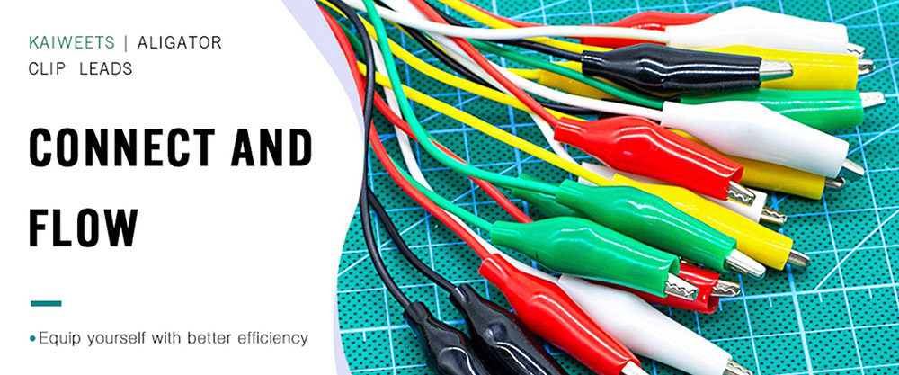 KAIWEETS KET02 Electrical Alligator Clips with Wires Test Leads Sets 10PCS