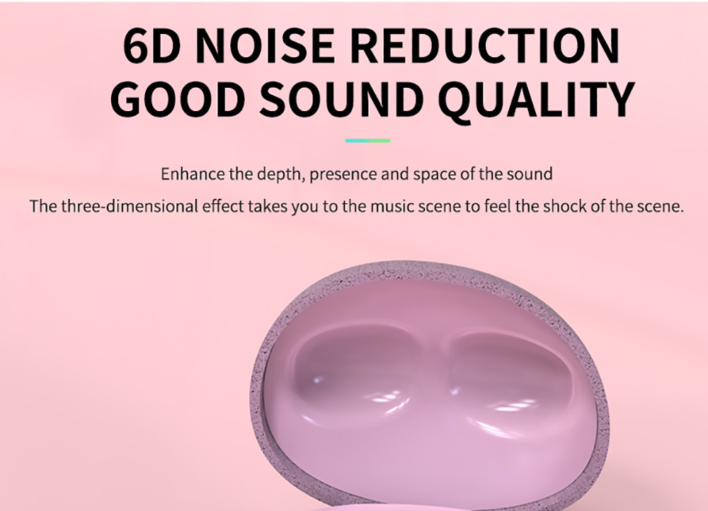 TWS-T2S Bluetooth 5.0 Wireless Earbuds,Dynamic Sound,Zero Delay, Type C - Black