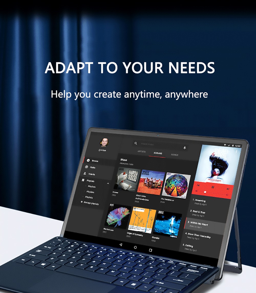 KUU Lepad 2-in-1 Laptop 12 inch 2K HD Touch Screen Intel Celeron Processor N3450 8GB RAM 256GB SSD 5000 mAh Battery