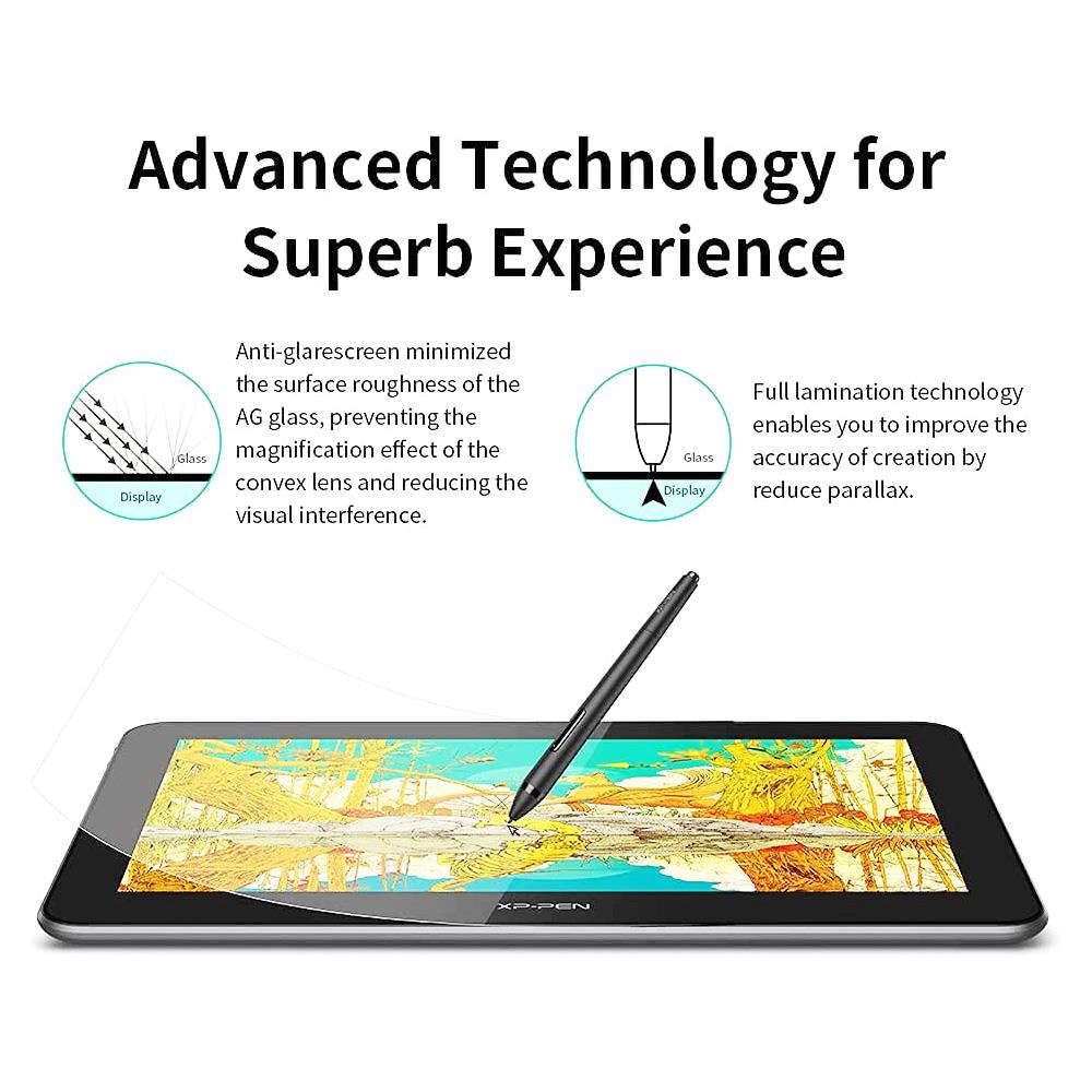 XP-PEN Artist Pro 16TP Graphic Tablet with 13.6 x 7.6 Inch 4K Display, 8192 Level Stylus Pen, for Drawing, Design, Editing, Compatible with Windows, Mac - Black
