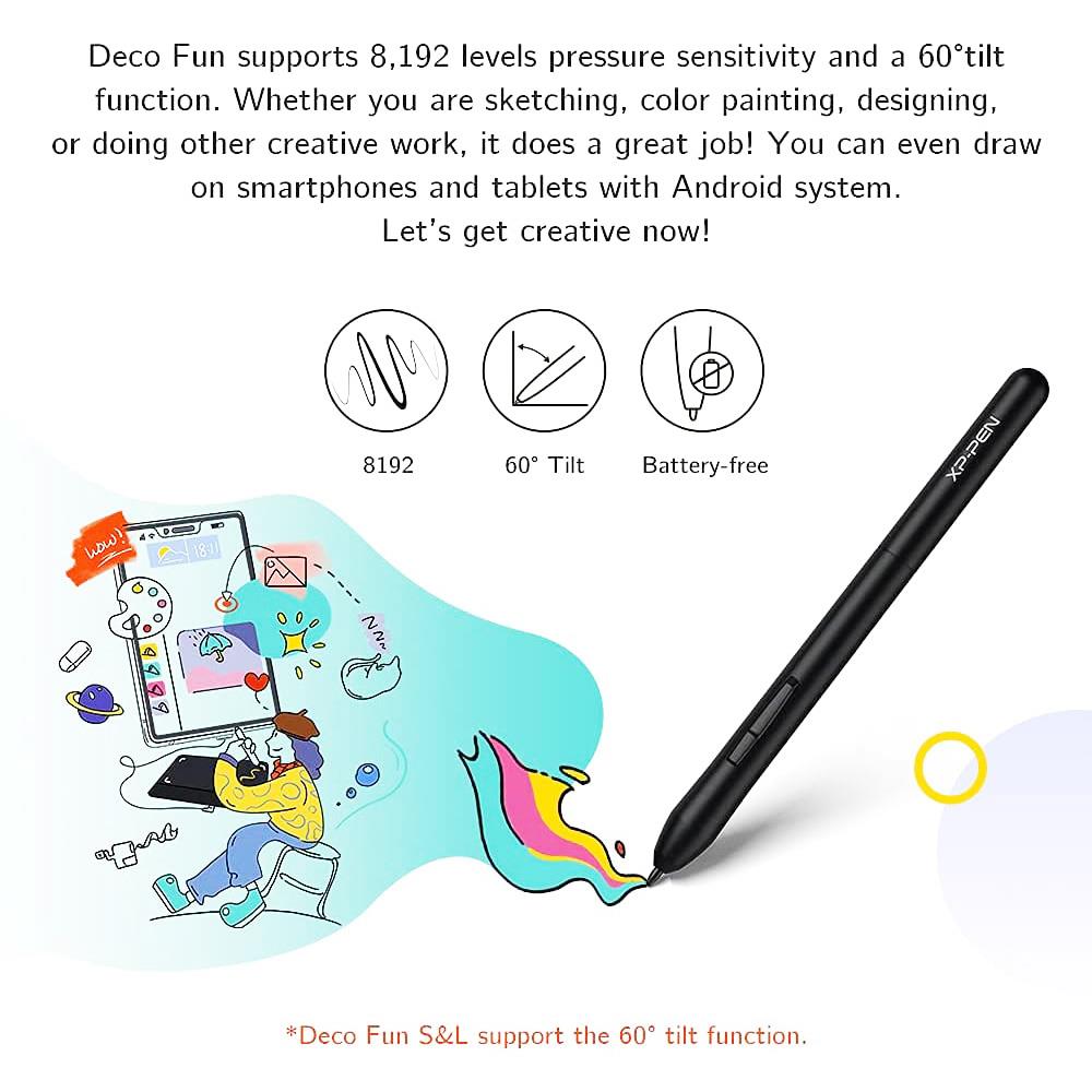 XP-PEN Deco Fun XS Graphic Tablet with 4.8 x 3 Inch Work Surface, for OSU Drawing, Online Education, Business Signature, Compatible with Android, Mac, Linux, Windows, Chrome OS - Blue