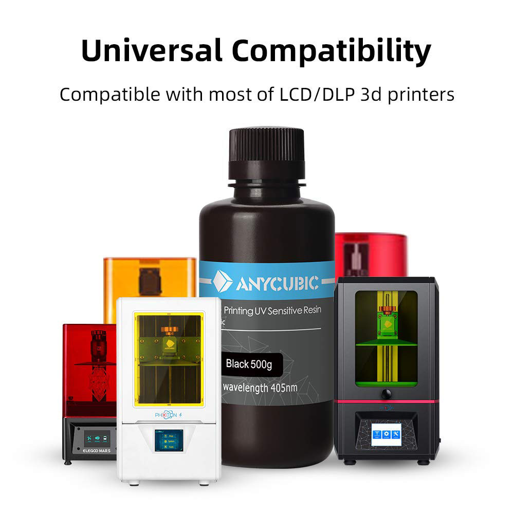 3D Printer Resin 405nm UV Plant-Based Rapid Resin High Precision and Quick Curing 500g - Black