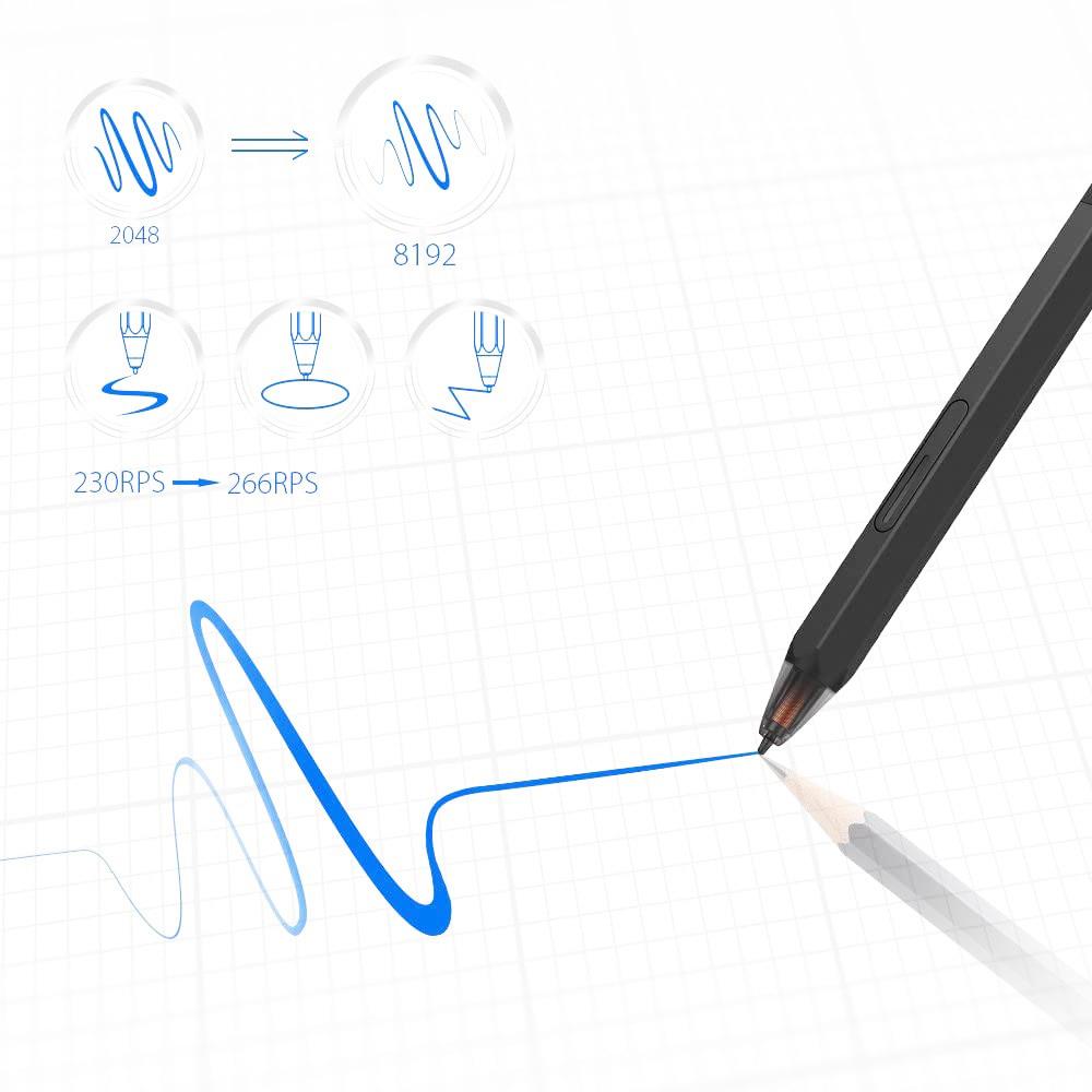 XP-PEN Deco 02 Graphic Tablet with 10 x 5.63 Inch Work Surface, 8192 Level Stylus Pen, for Drawing, Design, Editing, Compatible with Mac, Windows - Black
