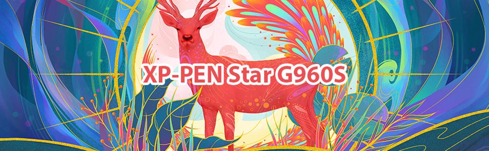 XP-PEN Star G960S Graphic Tablet with 9 x 6 Inch Work Surface, 8192 Level Stylus Pen, for Drawing, Design, Editing, Compatible with Mac, Windows, Android, Linux - Black
