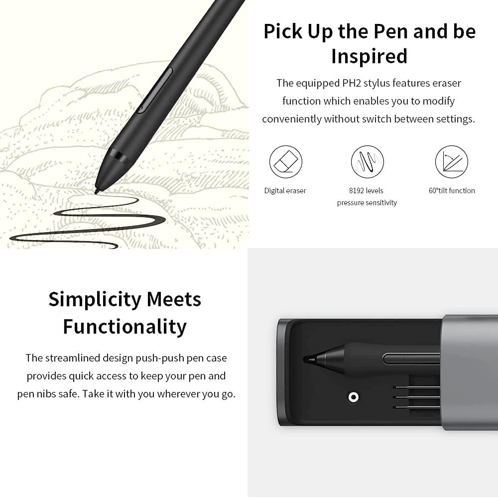 XP-PEN Artist Pro 16TP Graphic Tablet with 13.6 x 7.6 Inch 4K Display, 8192 Level Stylus Pen, for Drawing, Design, Editing, Compatible with Windows, Mac - Black