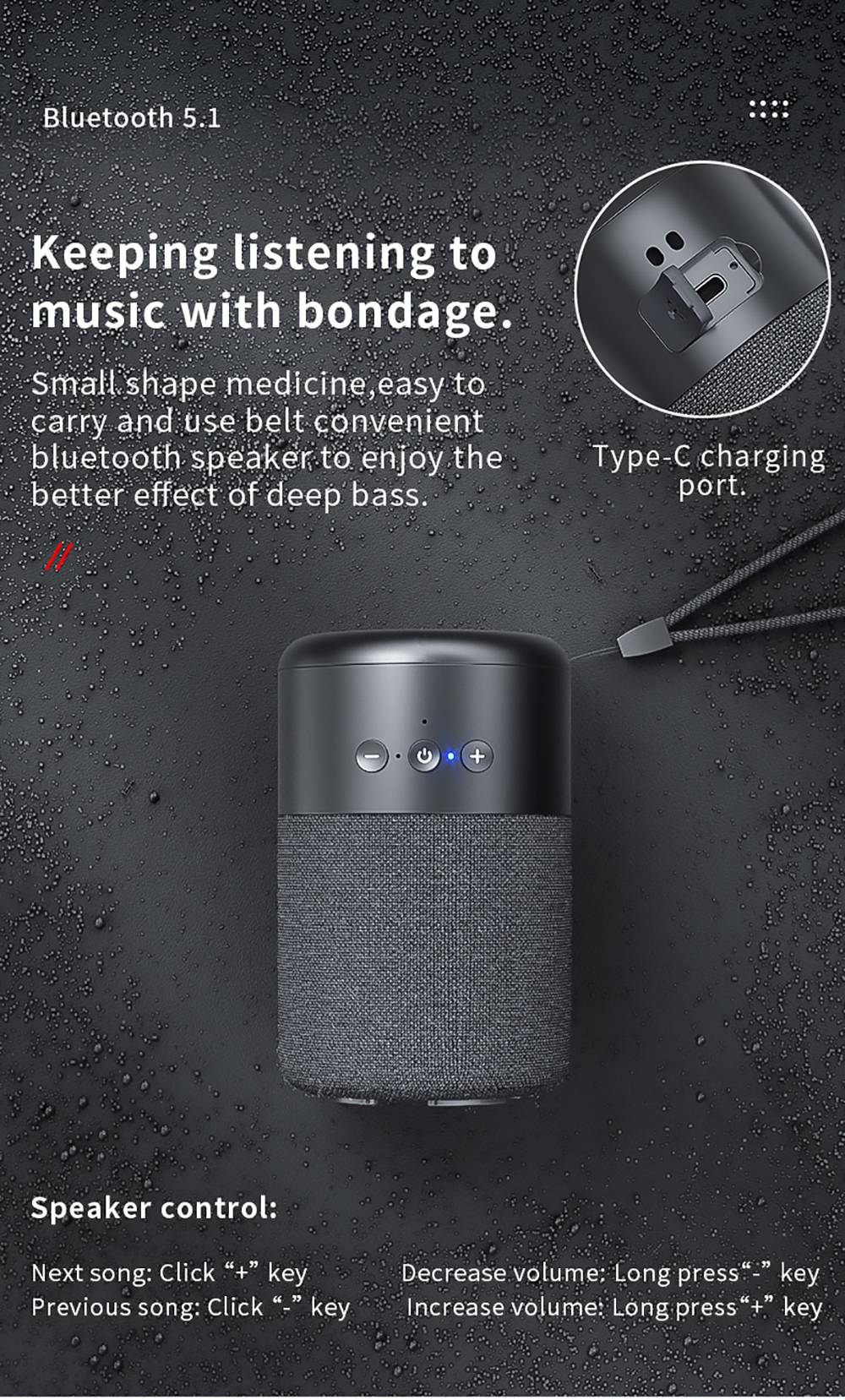 B20 2in1 Mini Portable Outdoor Wireless Speaker with Earphone Touch Control - White