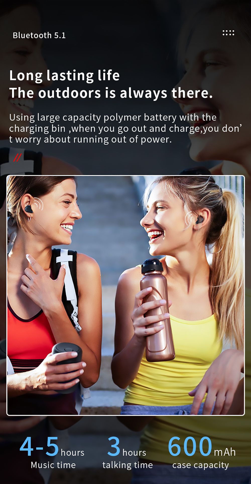 B20 2in1 Mini Portable Outdoor Wireless Speaker with Earphone Touch Control - White