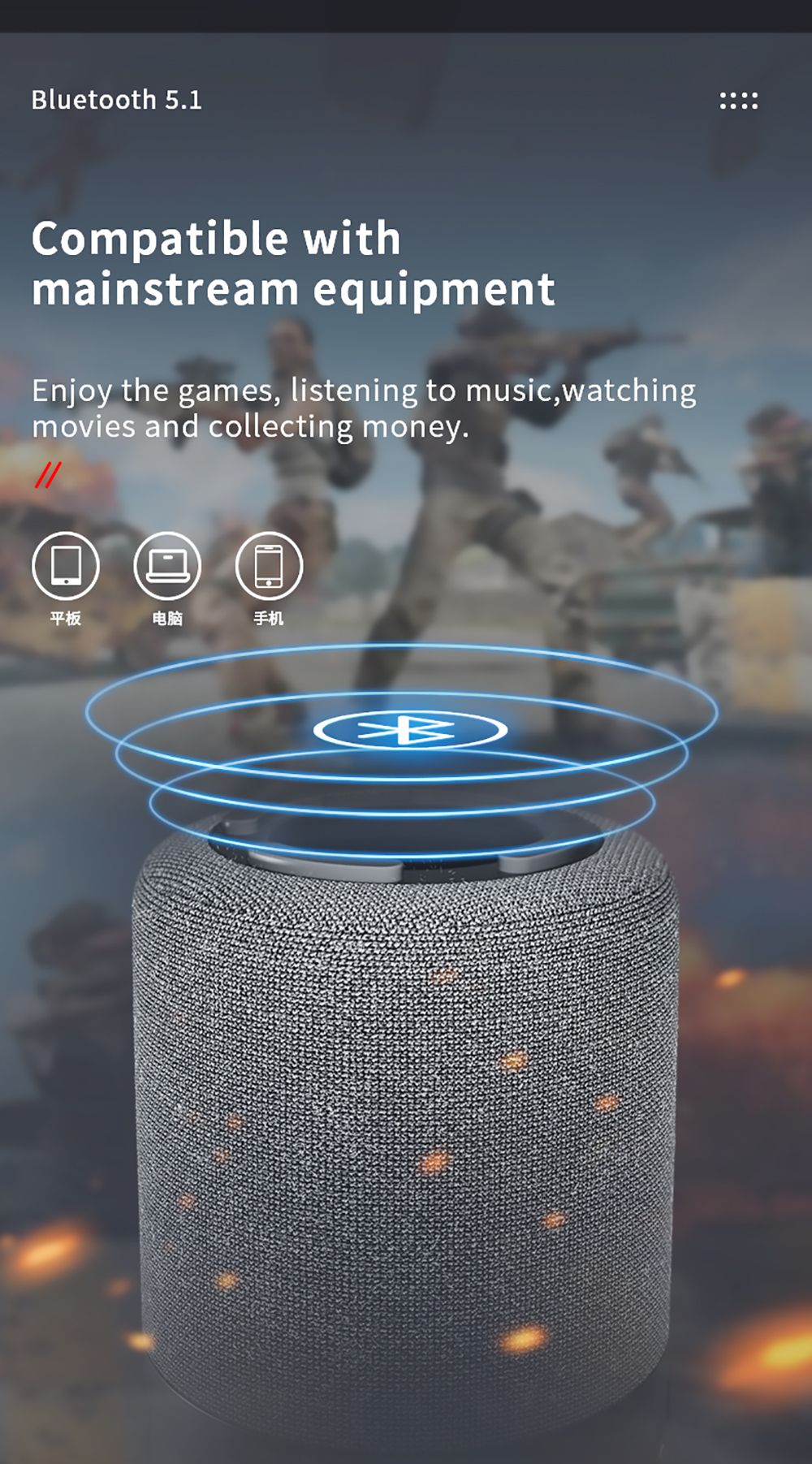 B20 2in1 Mini Portable Outdoor Wireless Speaker with Earphone Touch Control - White